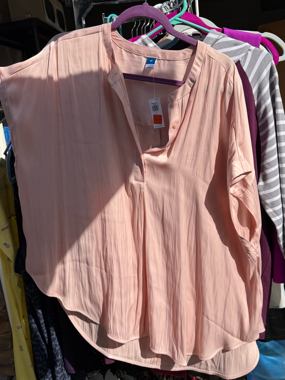 Old Navy Blush Pink Split-Neck Flowing Blouse
